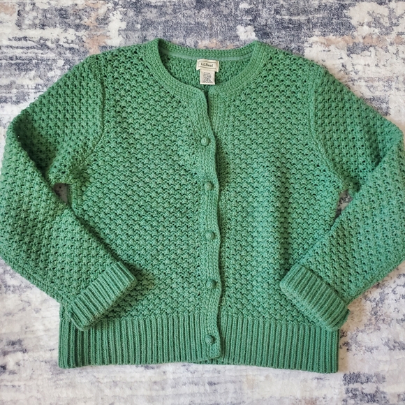 Talbots Sweaters - LL Bean Green Chunky Popcorn Knit Cardigan Sweater | Cozy Winter Layer